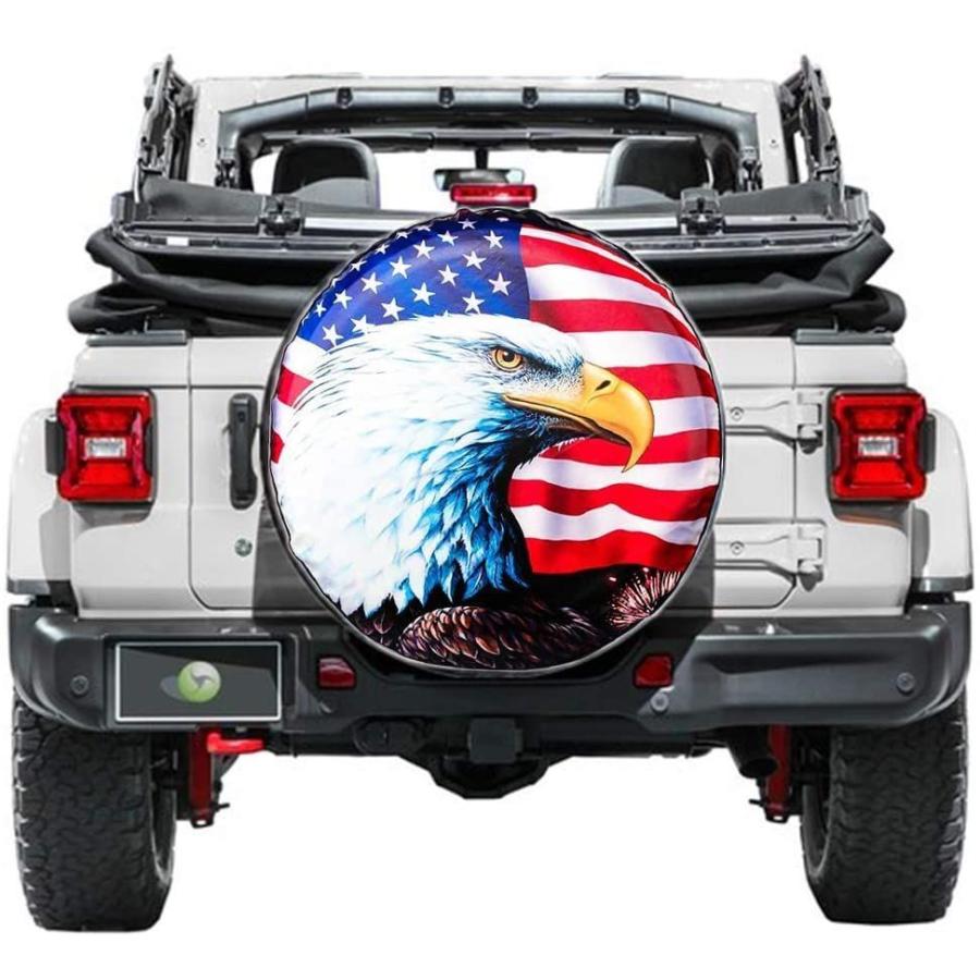 Spare　Tire　Cover,　with　American　PVC　Leather　Eagle　Wat　Wheel　Cover　Flag