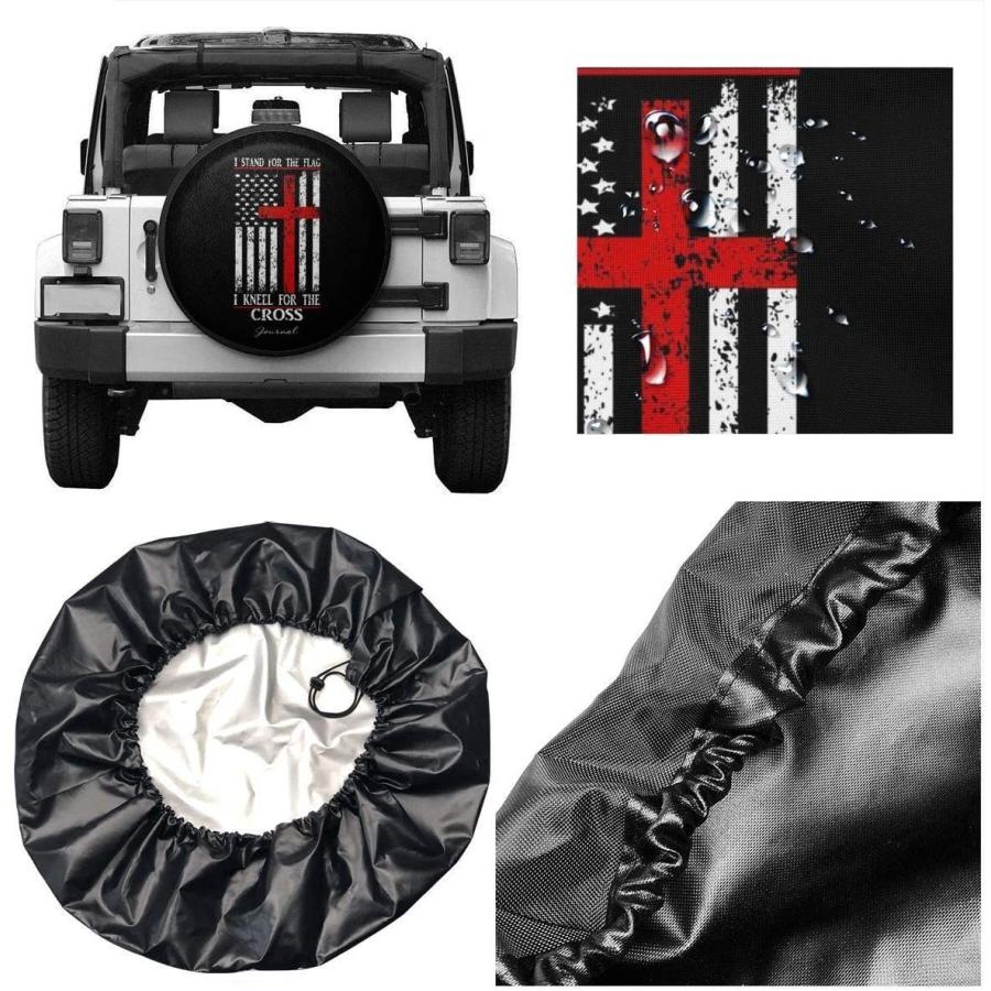 Stand for The Flag, Kneel for The Cross Spare Tire Cover Waterproof Du
