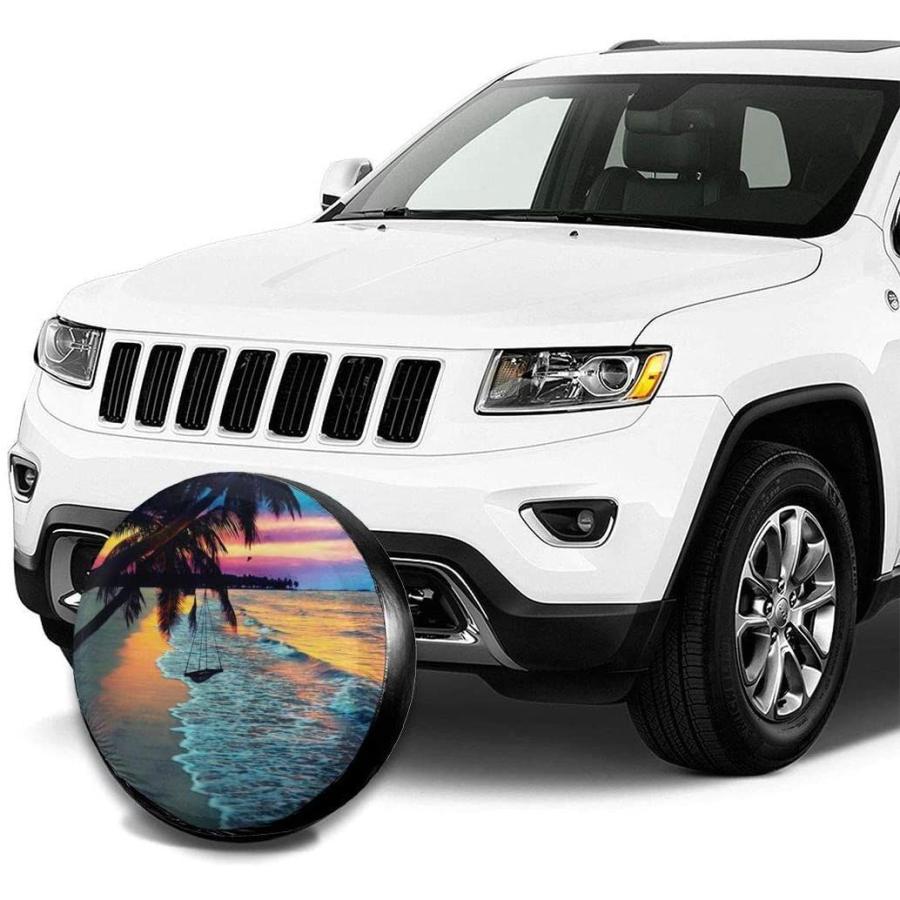 【超お買い得！】Coconut Beach Sunset Hammock Spare Tire Cover Waterproof UV Sun Wheel
