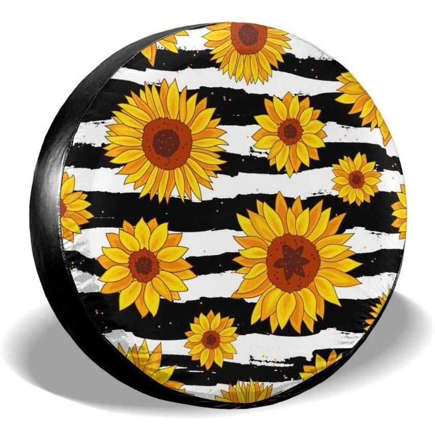 car Accessories Spare tire Cover Watercolor Sunflower tire Cover Polye