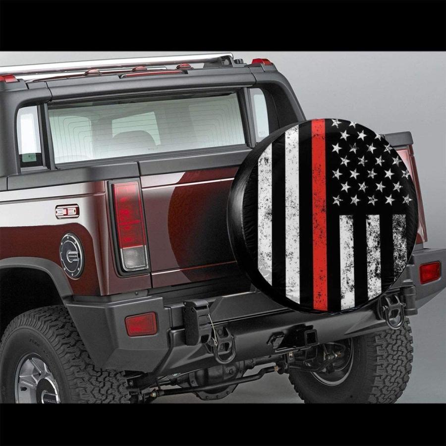 Foruidea　USA　Patriotic　Firefighter　Cover　Spare　Red　Thin　Flag　Line　Tire