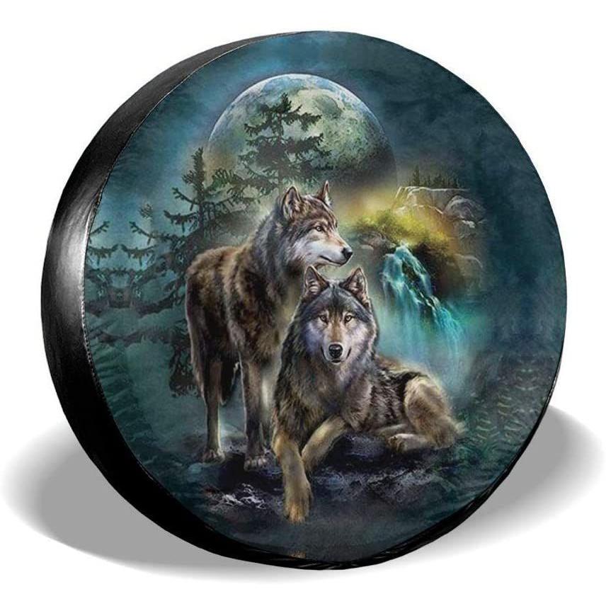 Foruidea　3D　Printed　Wolf　Spare　Tire　Cover　Waterproof　Dust-Proof　UV　Sun