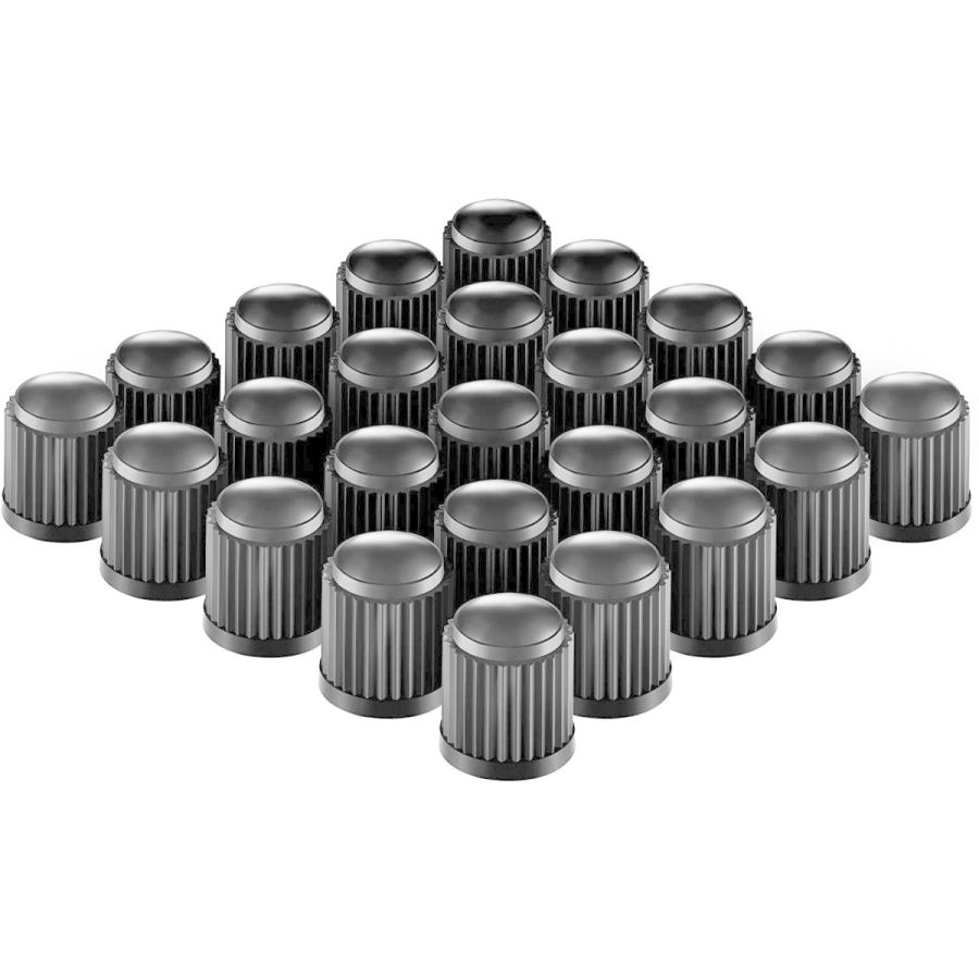 Valve-Loc Tire Valve Caps (25-Pack) Black, Universal Stem Covers for C