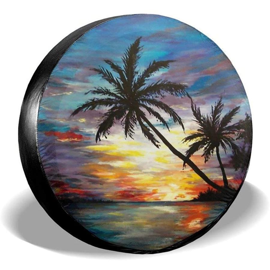 NELife Tire Cover Tropical Sunset Polyester Wheel Tire Cover Potable U - 2