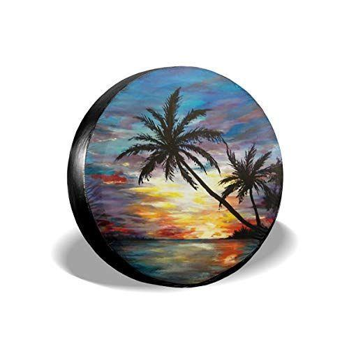 NELife Tire Cover Tropical Sunset Polyester Wheel Tire Cover Potable U - 6