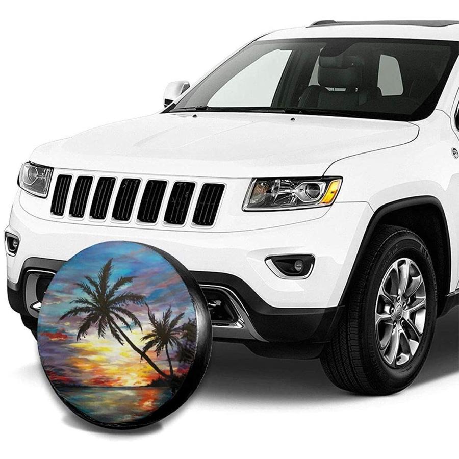 NELife Tire Cover Tropical Sunset Polyester Wheel Tire Cover Potable U - 3