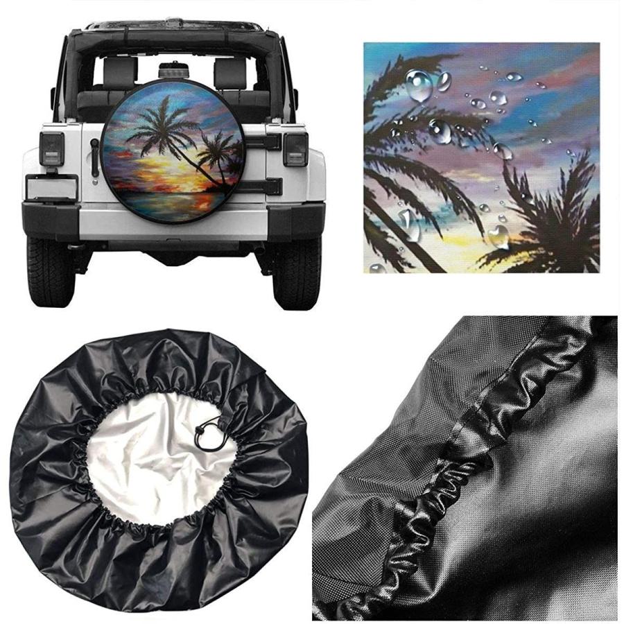 NELife Tire Cover Tropical Sunset Polyester Wheel Tire Cover Potable U - 4