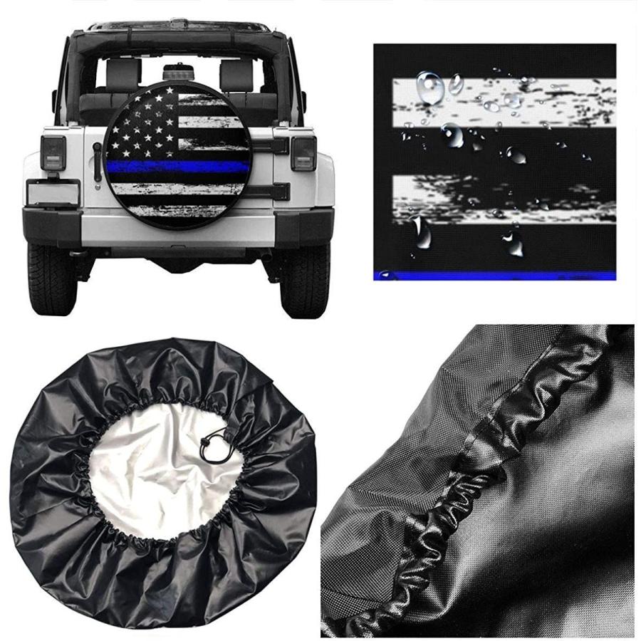 MSGUIDE　Thin　Blue　American　Protector　Flag　Spare　Univer　Tire　Line　Cover