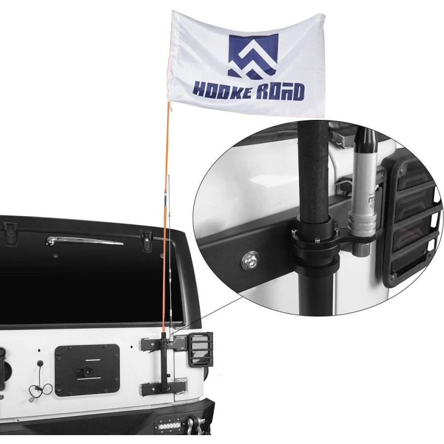 Hooke　Road　JK　Tailgate　Single　Flag　Kit　Antenna　Hinge　Holder　Mounted