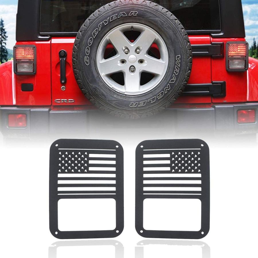 E-cowlboy Tail Light Cover Trim Guards Protector USA Flag for Jeep Wra