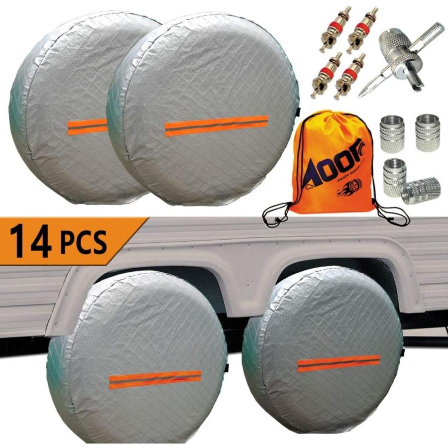 AOOTF Tire Covers for RV Wheel Trailers Tire Covers Set of 4 and Tire