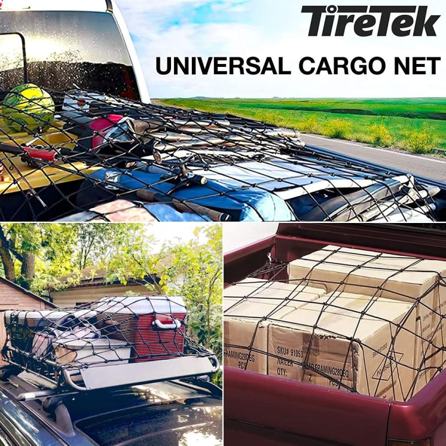 TireTek Cargo Net for Pickup Truck Bed- 4' x 6' Stretches to 8' x 12'-