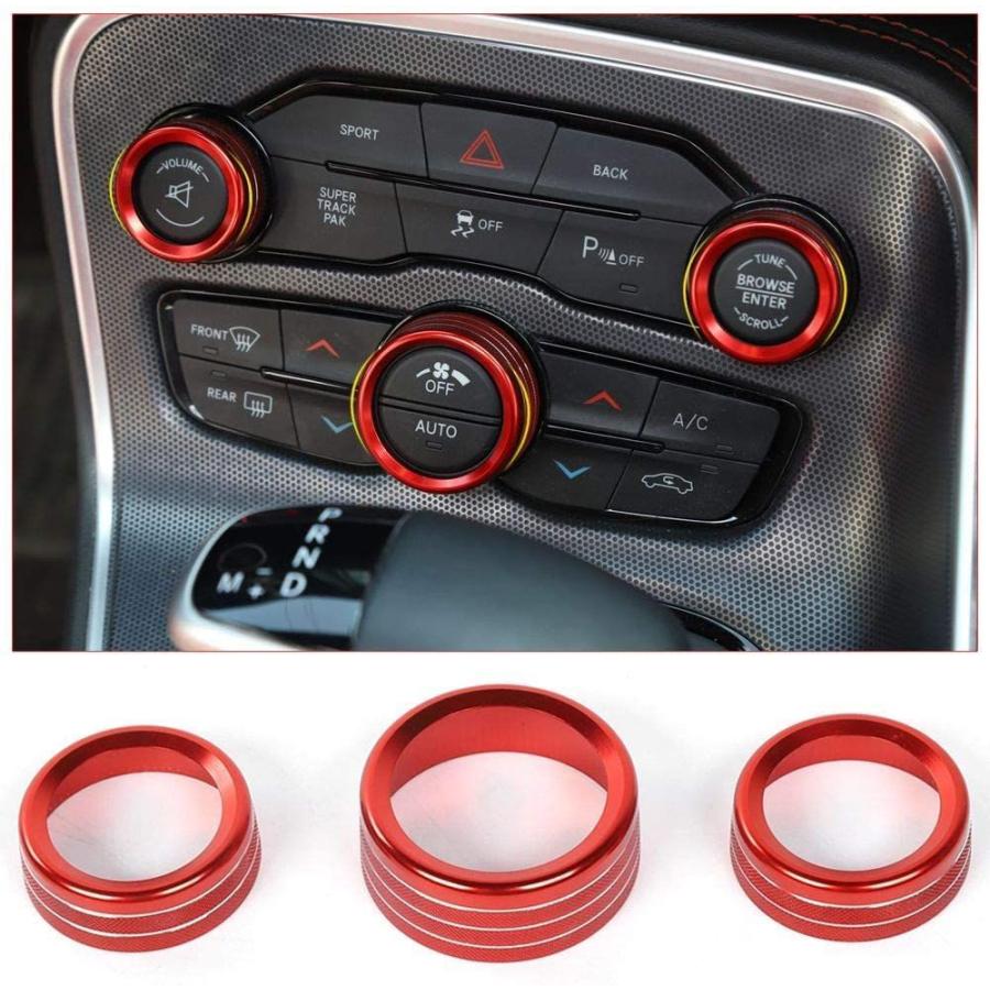 Thor-Ind AC Air Conditioner Volume Tune Knob Button Cover for Dodge Ram 1500 2500 3500 2013 2014-2018 for Dodge Challenger Charger Chrysler 300 300s 2015 2016 2017 2018 2019 2020 Red 