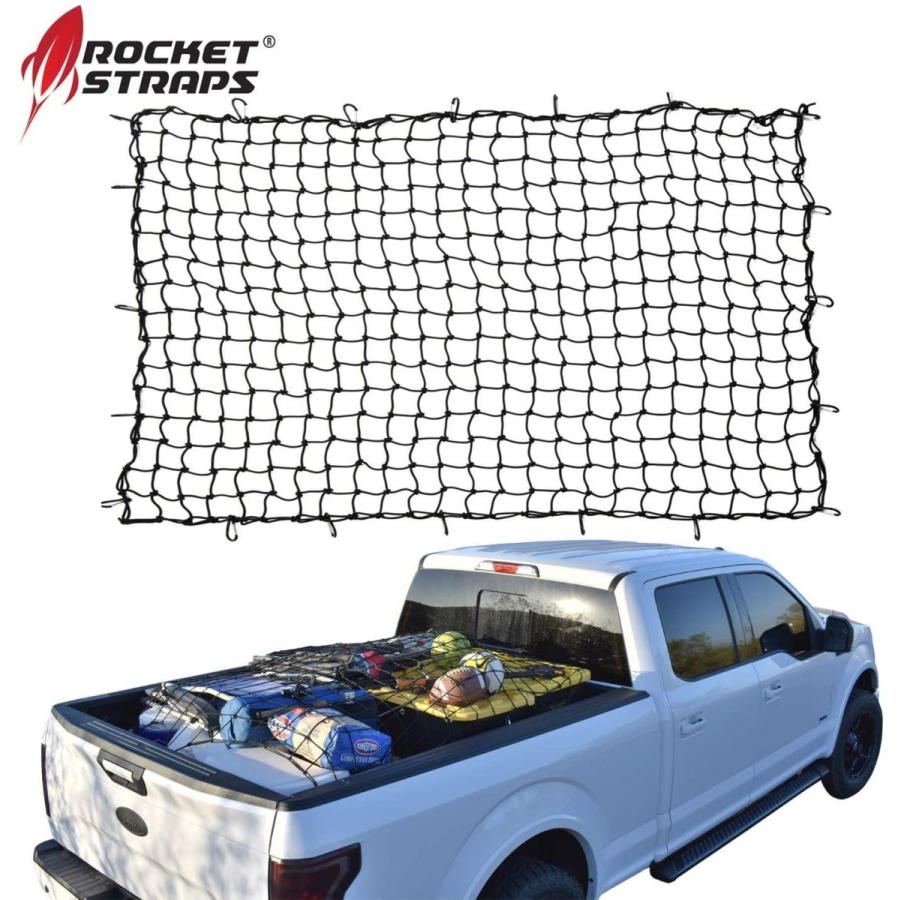 ROCKET STRAPS Cargo Net 4’x6’ Bungee Net Stretches to 8'x12' Truck