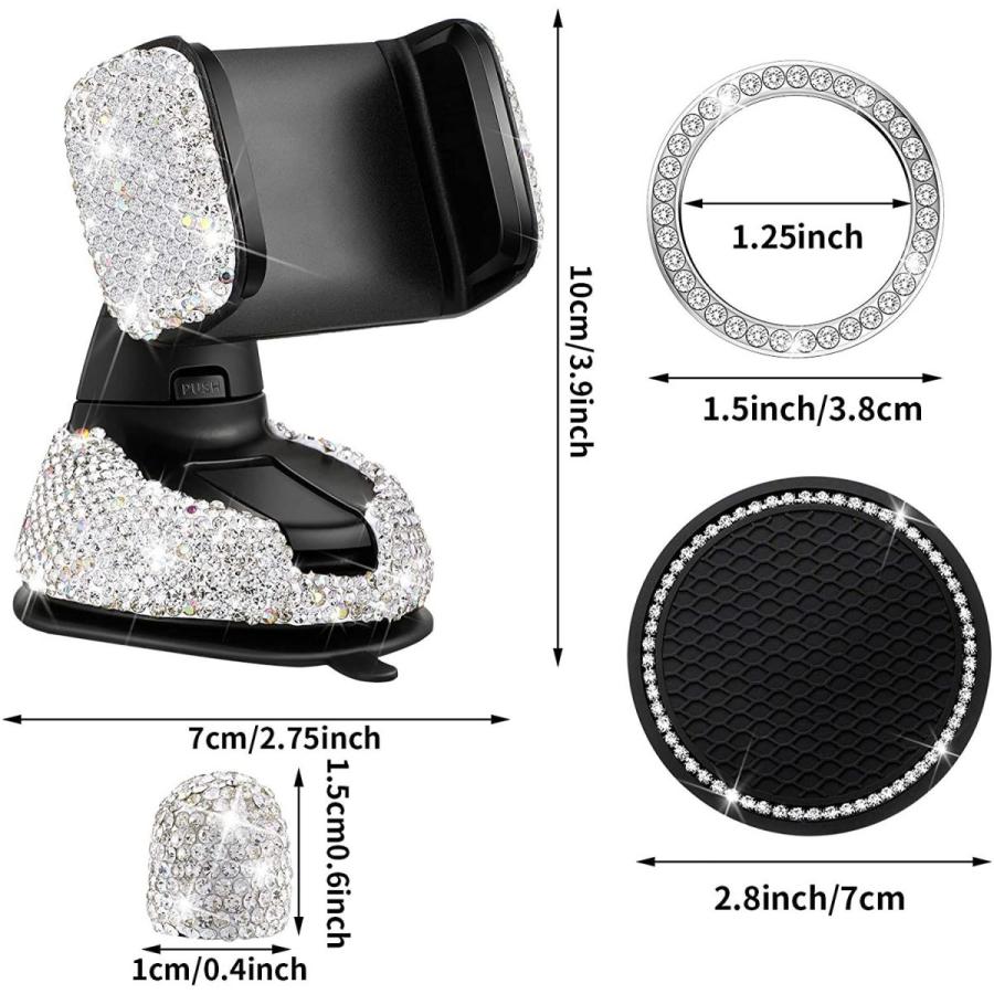 Pieces　Bling　Car　Car　Set,　Crystal　Accessories　Phone　Holder　Bling　Car