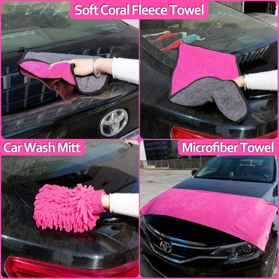 THINKWORK Pink Car Cleaning Kit for Women & Features 