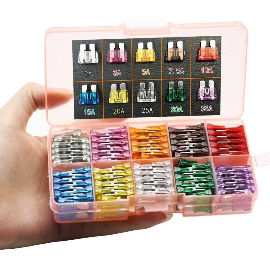 GlowGeek　100pcs　Assorted　Auto　Car　Truck　Standard　Blade　Fuse　Assortment