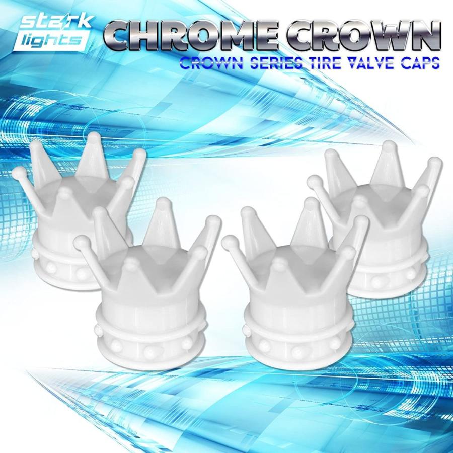 White Crown Tire Wheel Stem Air Valve Caps Car Truck Hot Rod Bike US