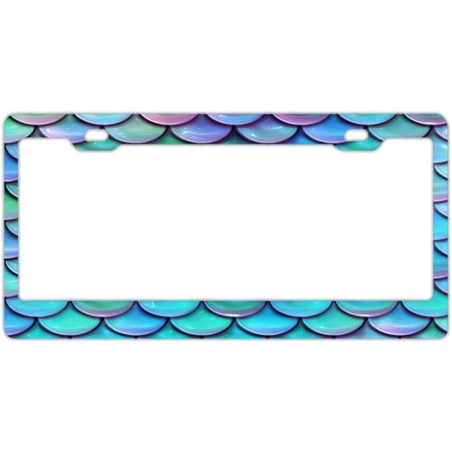 FunnyLpopoiamef Teal Purple Mermaid Scales License Plate Frame for Wom