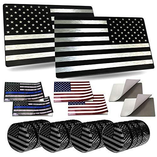 Aootf　American　Flag　Patriotic　Metal-　Aluminum　Decals　Black　White　USA　S