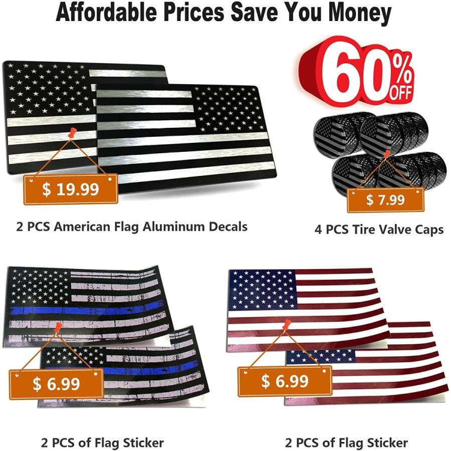 Aootf American Flag Decals Metal- USA Patriotic Black White Aluminum S - 7