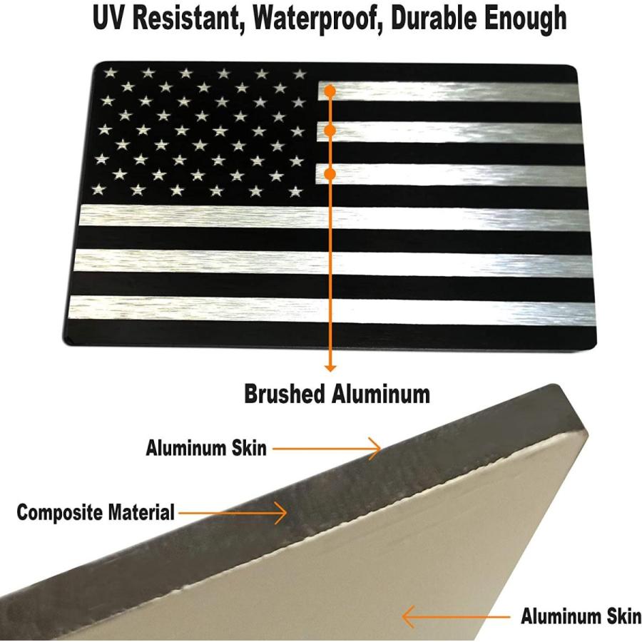 Aootf American Flag Decals Metal- USA Patriotic Black White Aluminum S - 8