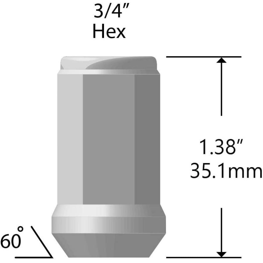 TC Sportline WH-LN12UN138CH20, 20 pcs Chrome Bulge Acorn Wheel Lug Nut