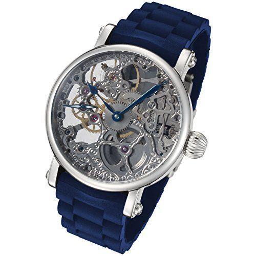 【新入荷】 Rougois Hand Wind Mechanical Watch with Blue Rubber Strap - RM870-BLUE 【KUE1758001550】(62063円)