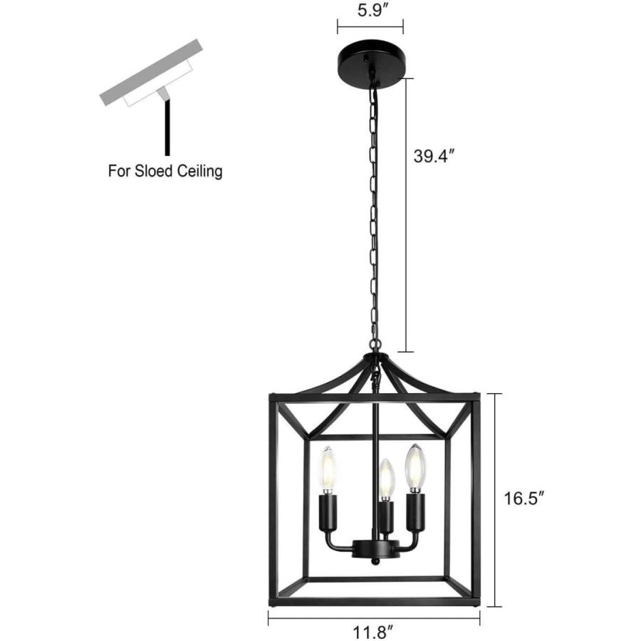 Black Farmhouse Chandelier Lantern Pendant Lighting Industrial Ceiling