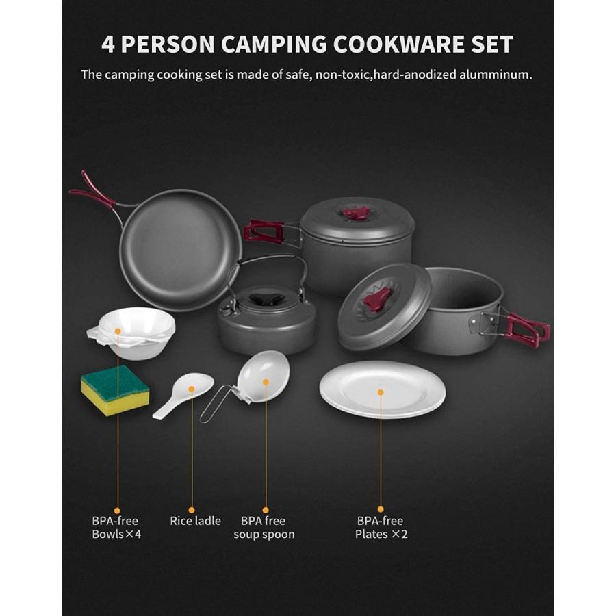 Camping Pots And Pans Set Camping Cookware Bulin 13/3 Pcs Mess Kit