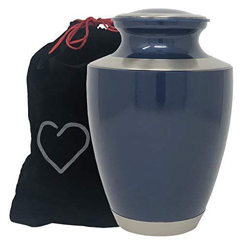 Modern Moonlight Blue Cremation Urn - Blue with Silver Accents, Adult