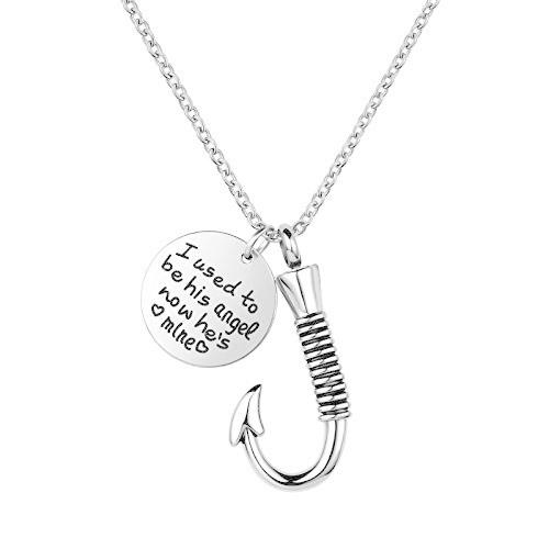 LuxglitterLin Fish Hook Cremation Urn Necklace for Ashes Fishing Memor