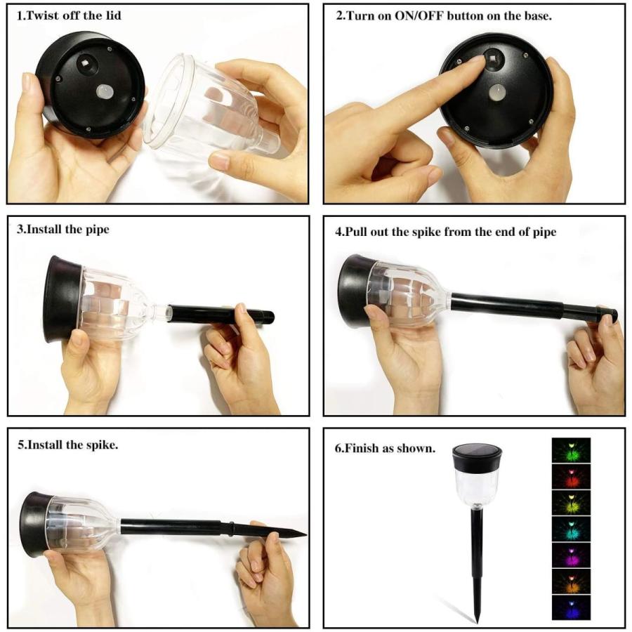 Solar Pathway Lights， YoungPower LED Solar Lights Outdoor Color Changi