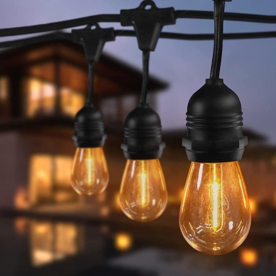 48FT LED Outdoor String Light, IP65 Waterproof Patio String Lights wit