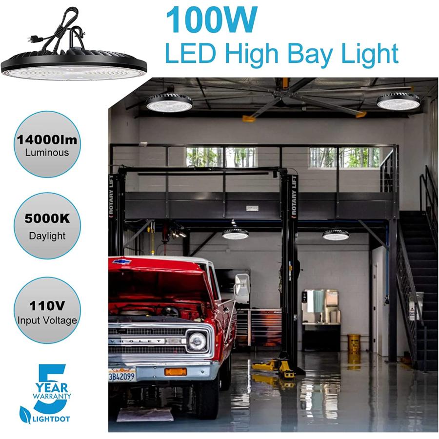 Lightdot 100W LED High Bay Shop Light for Warehouse/Barn/ 5000K 14000LM