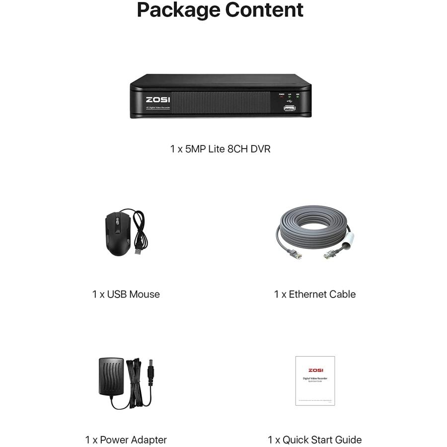 ZOSI H.265+ 5MP Lite CCTV DVR 8 Channel Full 1080p, Remote Access