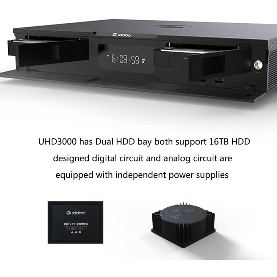 zidoo UHD3000 4K Media Player, Smart HDR Android TV Box Internal DAC