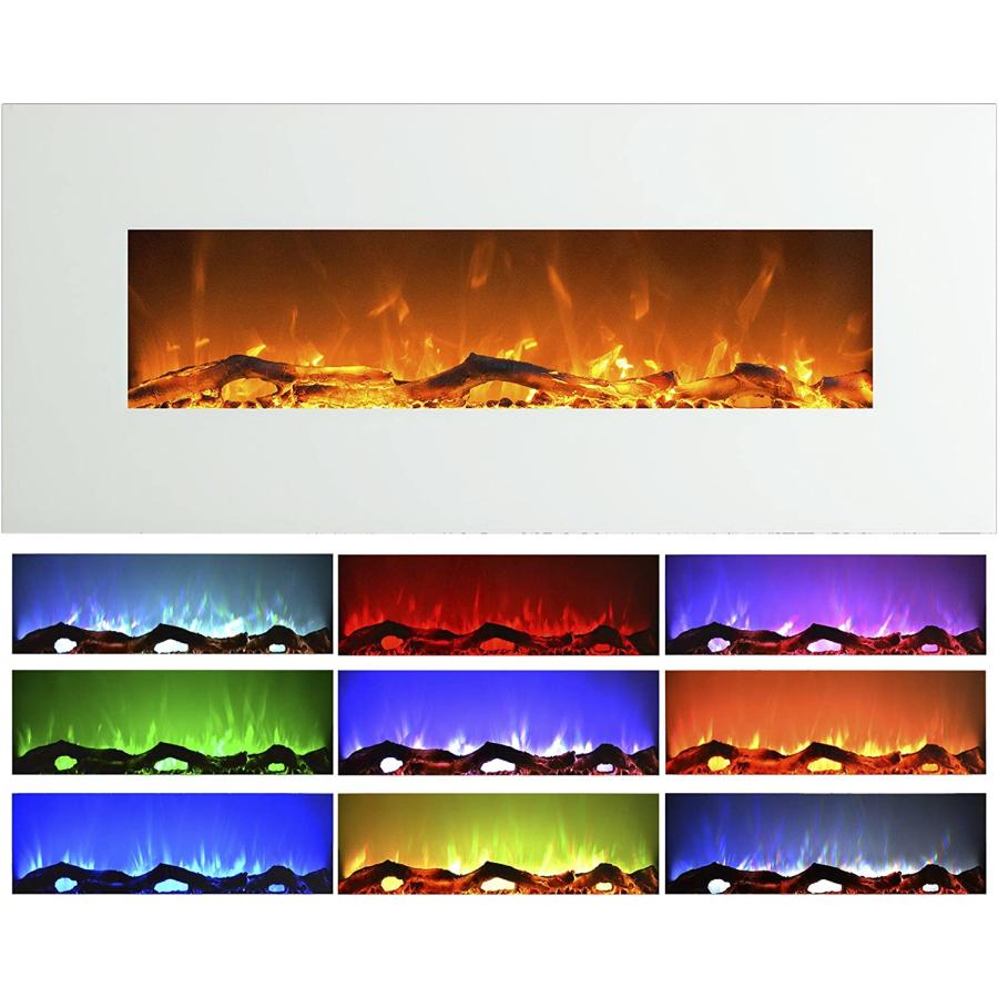 Electric Fireplace Wall Mounted, Color Changing LED Flame and Remote