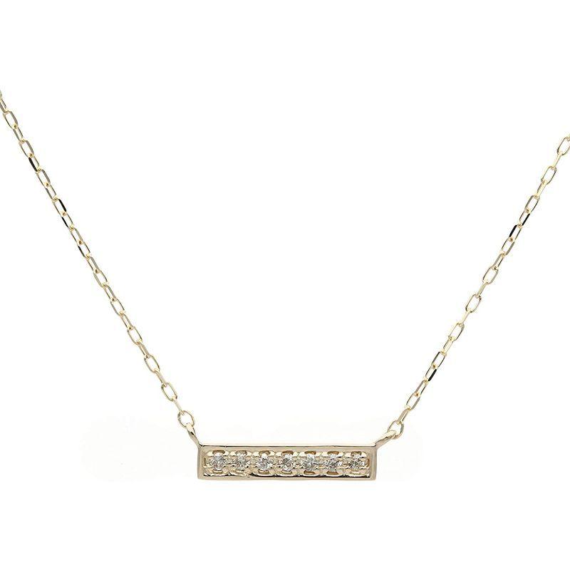 L&Co. (エルアンドコー) ペーパーバッグ&ペーパーボックス付 K10 バー モチーフ ダイヤモンド ペンダント ネックレス 66-76 エルアンドコー ペーパーバッグ&ペーパーボックス付 K10 バー モチーフ ダイヤモンド ペンダント ネックレス