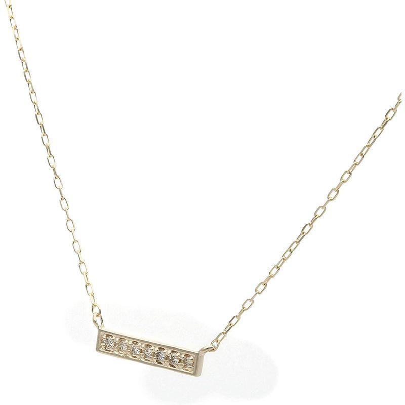 L&Co. (エルアンドコー) ペーパーバッグ&ペーパーボックス付 K10 バー モチーフ ダイヤモンド ペンダント ネックレス 66-76 エルアンドコー ペーパーバッグ&ペーパーボックス付 K10 バー モチーフ ダイヤモンド ペンダント ネックレス