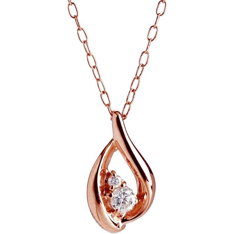 キャーロ ディ ディアマンテ CHIARO DI DIAMANTE K10ピンクゴールド×ダイヤモンド ティアドロップ(雫型)ペンダントネッ ディ ディアマンテ CHIARO DI DIAMANTE K10ピンクゴールド×ダイヤモンド ティアドロップ 雫型 ペンダントネッ