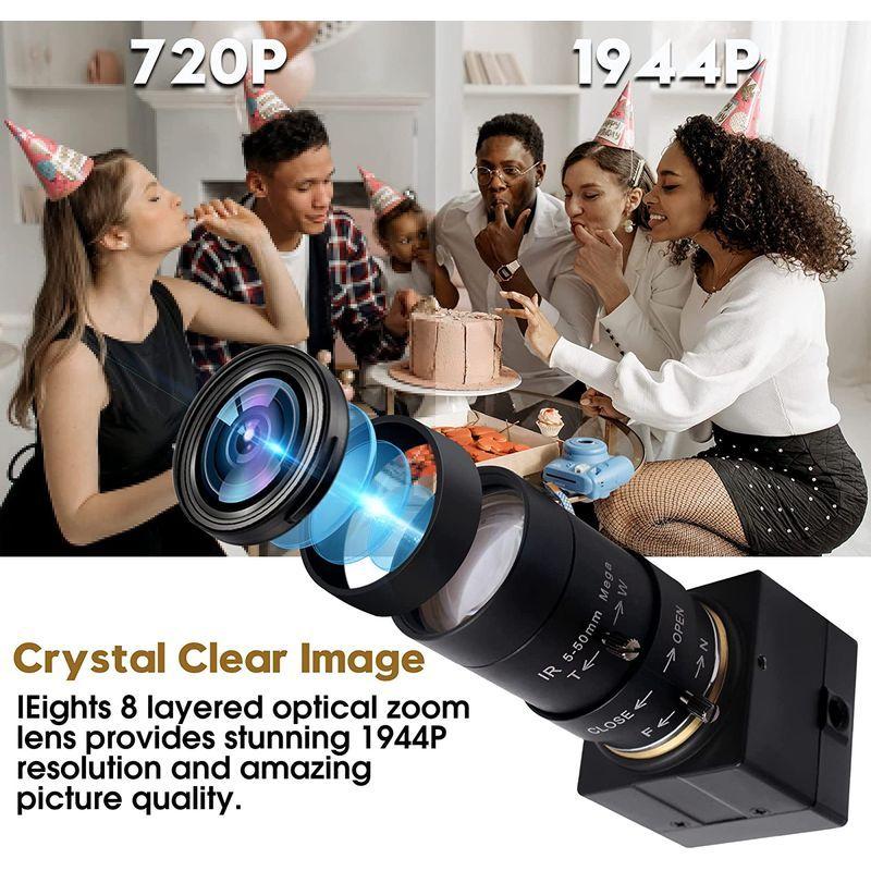 ELP 500万画素 光学ズーム USB ウェブカメラ 5mp 4倍ズーム Webカメラ