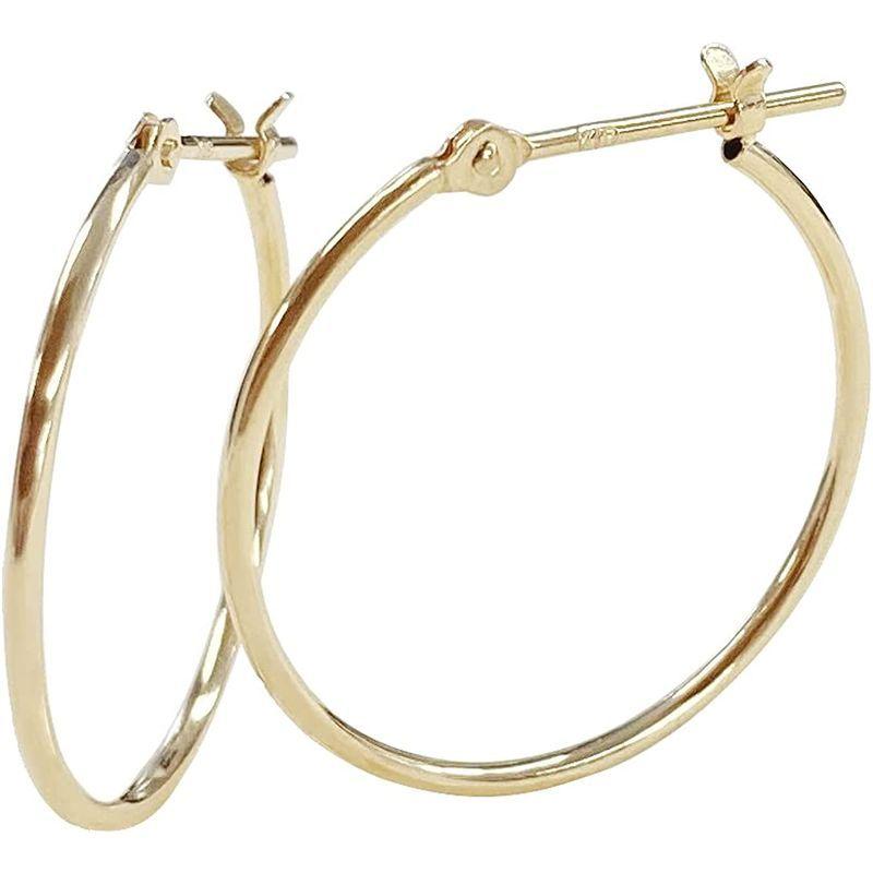 L&Co (エルアンドコー) ペーパーボックス付ユニセックス K18 イエローゴールド 18金 地金 フープ ピアス 1mm幅 1mm×直径 エルアンドコー ペーパーボックス付ユニセックス K18 イエローゴールド 18金 地金 フープ ピアス 1mm幅 1mm×直径
