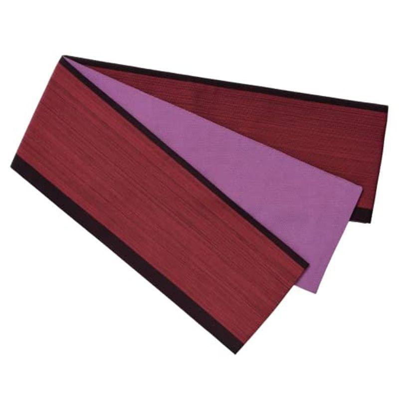 桐生織 リバーシブルゆかた帯 ボーダー絣 日本製 (エンジ)