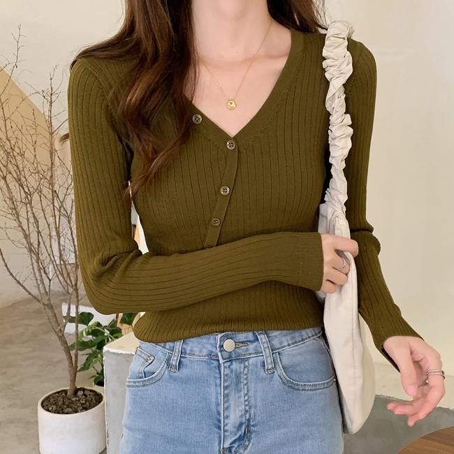 Vネックリブニットトップス |  | 10