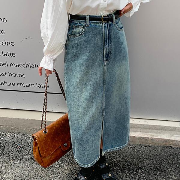 ヴィンテージ調デニムミディストレートスカート |  | 13