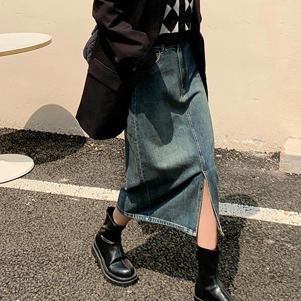 ヴィンテージ調デニムミディストレートスカート |  | 07