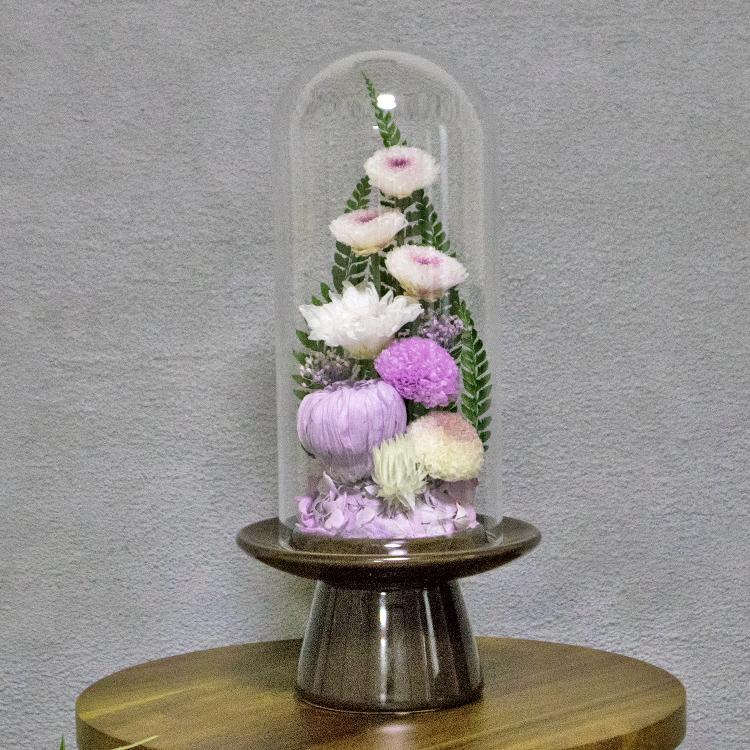 仏花 プリザーブドフラワー ガラスドーム型 仏壇用 お供え用の花