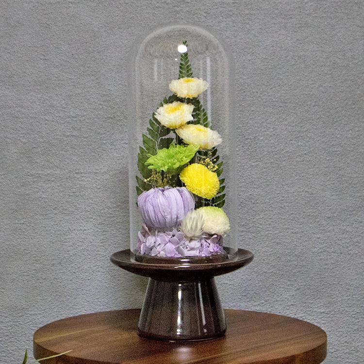 仏花 プリザーブドフラワー ガラスドーム型 仏壇用 お供え用の花