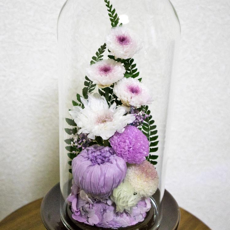 仏花 プリザーブドフラワー ガラスドーム型 仏壇用 お供え用の花